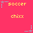 Pixelated icon with repeating text and star symbols on a solid pink background, showing animation changes in star colors.