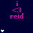Dark blue background with repeated pink 'i <3 reid' text and light blue star clusters in a pattern