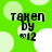 Green background with light green and white circles, black text reading 'taken by' above a heart symbol followed by '12'.