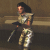 A pixelated figure in camouflage attire holds a rifle, shifting from left-facing to front-facing poses