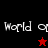 A split-screen animation shows 'World of' text with a red star on black background and a black star on red background, alternating between two states.