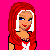 Pixelated image of a red-haired woman in red and white clothing with a pink background and 'Playboy Girl' text.