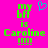 Bright pink background with green pixelated text reading 'my bff is Caroline !!!!' and a cyan heart symbol above the left side of the text.
