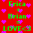 Red background with green text and purple hearts; two identical copies of 'Erica + Brian = LOVE<3' repeated vertically.