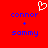 Red background with blue text reading 'connor + sammy' and a white pixelated heart symbol above the text.