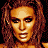 Animated contact sheet showing six frames of a woman in various poses with visible cleavage and body highlights, rendered in pixelated orange-brown tones on black background.