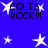 Blue background with white stars and repeated 'COLTS ROCK!!!' text in black pixelated font, animated star positions across frames.