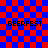 Red and blue checkered background with four instances of the text "BEERFEST" in black pixelated font, each positioned in a quadrant of the