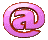 A 3x3 grid of nine identical pink @-symbol icons with red outlines on a gray background, each showing subtle animation frame variations in shading and outline brightness.