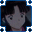 repeated anime-style character portraits with blue and white border elements, each portrait showing a girl with dark hair and gray face against a dark background