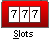 Red-bordered slot machine icons with three vertical reels showing various symbols including sevens, cherries, bananas, dollar bills, and black-and-white patterns, each labeled 'Slots' below.