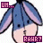 Pixelated character with blue hair and a denim jacket, showing hesitant expression through text boxes reading 'UH...' and 'RAHR?'.
