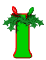Green cylindrical object with red outline and holly leaves, animated to shift position
