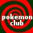 Four identical red and green spiral patterns with white text reading 'pokemon club' overlaid on each, arranged in a