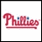 A static image shows a pixelated 'Phillies' logo in red with blue accents on the left, and red text reading 'gotta love em' on the right.