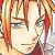 A static pixelated image of a character with long orange hair, green eyes, and a red garment, set against a light background.