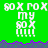 Green background with repeated white text '60X ROX' and 'my 60X !!!!' in pixelated font, separated by purple jagged line, with gray rectangle on right side.