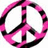 Three pink and black peace symbols arranged in a triangular pattern on white background.
