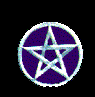 Animated circular icon with purple background and white pentagram outline, showing motion blur effects