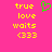 A static pixel art image with a bright pink background, yellow text reading 'true love waits (333)', and a green heart outline above the text.