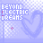 Pixelated of five and five showing 'BEYOND ELECTRIC DREAMS' text with heart outlines, featuring animated starburst effects in the center of each