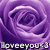 A static pixelated image of a purple rose with layered petals and a gradient background, featuring the text 'loveyou' at the bottom.