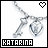 Two side-by-side pixelated images of a silver necklace with pendant, one showing black heart icon and the other pink heart icon above text KATARINA.