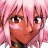 A 48x48 pixel buddy icon featuring a pink-haired anime character on the left and stylized text on a black background on the right, displayed as part of an animated contact sheet with two frames.