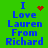 Green background with blue text reading "I Love Lauren From Richard" and red pixelated symbols changing across frames.
