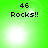 Green background with black text '46 Rocks!!' and a white light effect that shifts position across frames.