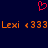 Red pixelated heart symbol above orange text reading 'Lexi <333 Lexi <333' on dark blue background.