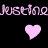 Pixelated pink text reading 'kustine' repeated horizontally above a solid pink heart on black background.