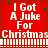 Red background with white text reading "I Got A Juke For Christmas" and green star accents, featuring a pixelated animation of horizontal bar changes.