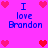 Pixelated pink background with blue text "I love Brandon" and red heart symbols in a pattern