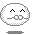 Pixelated white circular character with gray outline displays multiple expressions including closed eyes, mouth shapes, and red heart symbols on a gray background.