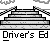 Pixel art animation of red cars on gray platforms with "Driver's Ed" text repeating across three , showing sequential vehicle position changes
