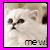 Pixelated image of a cat's face with dark eyes and nose, pink border, and partial text 'me.' at bottom right.