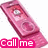 Six identical pink flip phone icons arranged in two , each with a red 'call me' text overlay on white background
