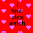 Red background with pink pixelated hearts and repeated black text reading "i love alex welch" in a pattern