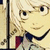 Pixelated anime-style character with blonde hair and blue eyes, wearing a red-collared shirt under a light jacket, shown in three sequential poses.