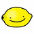 Yellow lemon-shaped icon with a smiling face on a white background.