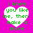 Four identical heart-shaped icons with green text on a bright pink background, each displaying the phrase "i know you like me, then make a move" in pixelated font.