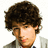 Pixelated image of a person with curly brown hair wearing a light-colored jacket over a white shirt, next to text reading 'i love nick jonas' in black block letters.