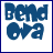 Animated sequence of blue text phrases and a pixelated character on white backgrounds with dark blue borders.