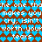 Pixelated text repeats across a patterned background of blue and brown shapes, with visible color shifts between frames.