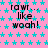 Pixelated pink background with cyan stars and repeated black text 'rawr... like woah!' in three