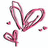 A 48x48 pixel animated buddy icon featuring pink heart shapes and text elements on a white background with gray transparency overlay.