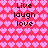 Pixelated pink heart pattern background with repeated 'Live laugh love' text in dark brown, arranged in two vertical