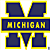 A 50x50 pixel animated contact sheet showing two frames of a Michigan logo animation with
