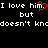 Pixelated text on black background with red heart symbol replacing 'm' in 'him', repeated phrase across two lines.